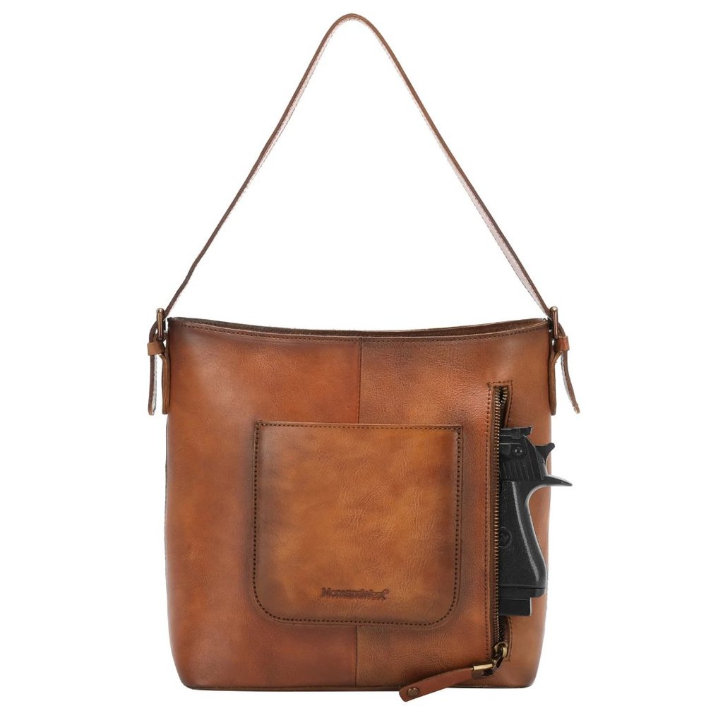 NIB Montana West Genuine Leather Collection Concealed Carry Hobo in Brown - Picture 4 of 7